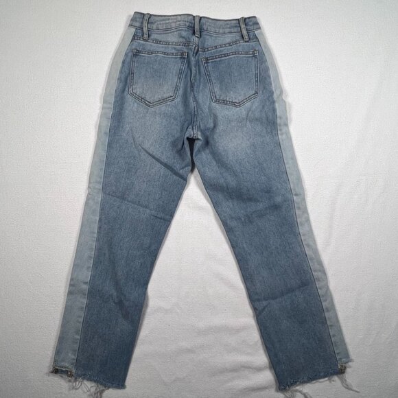 PacSun Womens Blue Jeans Size 24 x 23 Mom Jean Raw Hem Light Wash Two Tone Denim - Picture 5 of 13